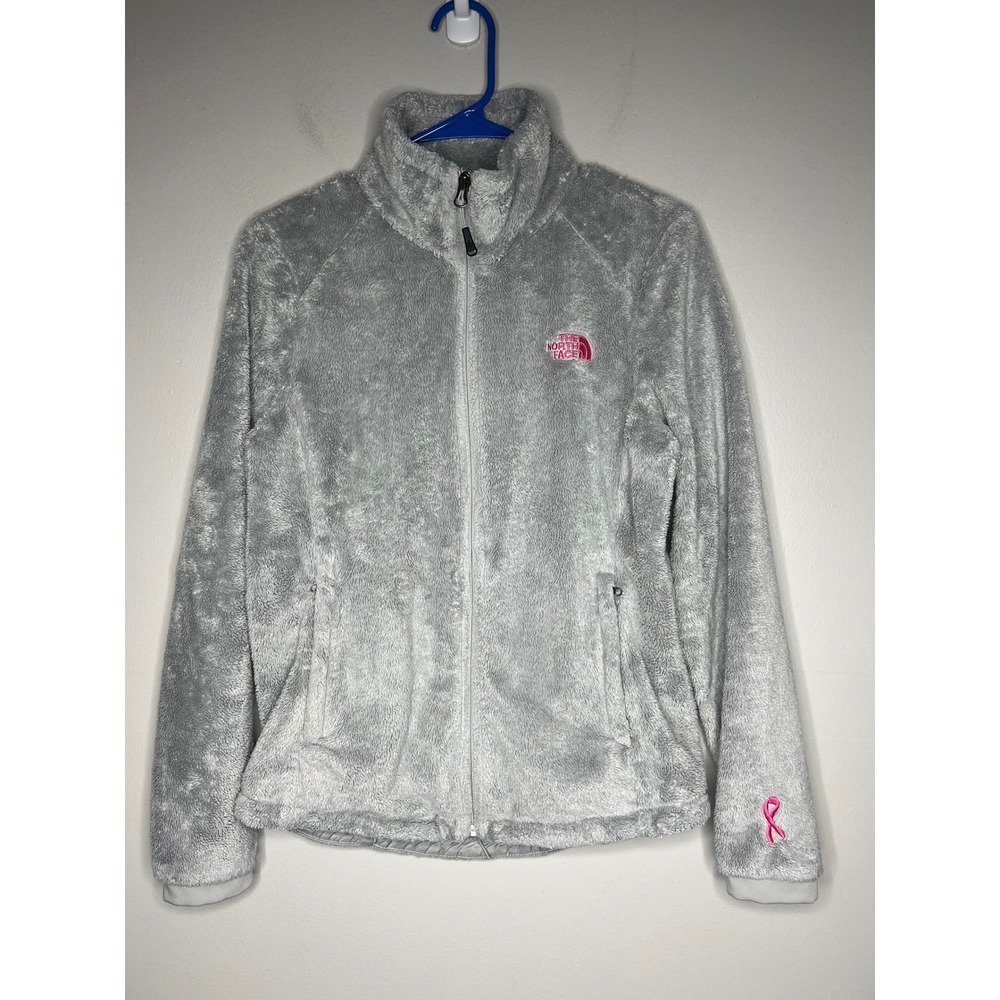 The North Face Osito Fleece Jacket Grey Pink Ribbon Breast Cancer Women's M